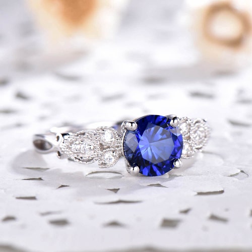 Sapphire Ring Sterling Silver Engagement Ring September - Etsy