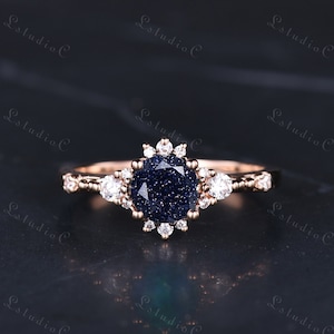 Vintage Blue Aquamarine Diamond Engagement Ring Sterling Silver Dainty March Birthstone Ring 14k Aquamarine Ring Women Wedding Promise Ring image 7
