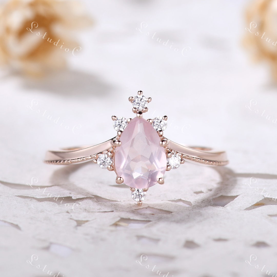 Diamante Rosa Anillos De Compromiso En Forma De Rosa Anillos De