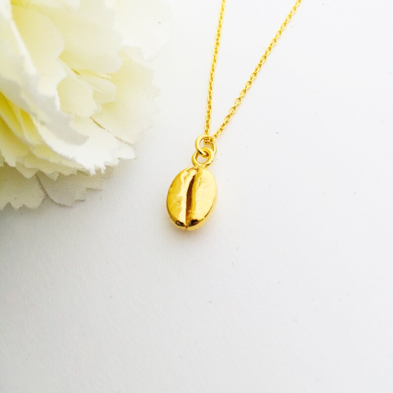 gold Coffee Bean Necklace Layering Necklace Jewelry for Coffee Lover Gift Gold vermeil coffee Dainty Necklace Coffee Necklace