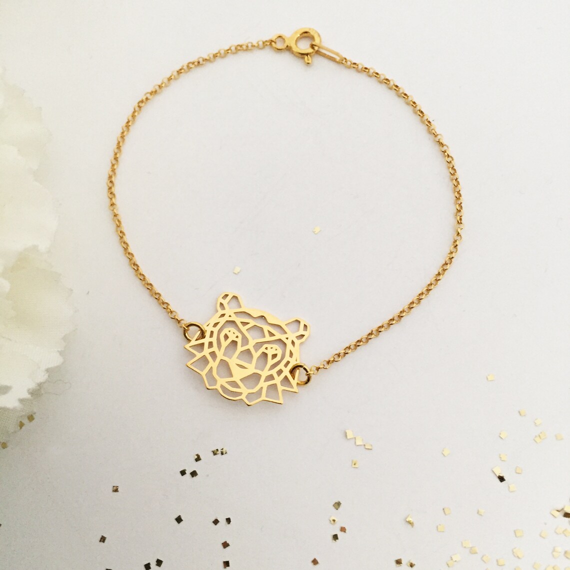 TIGER Bracelet Gold Plated 24k Gold Tiger Jewelry Tiger Etsy
