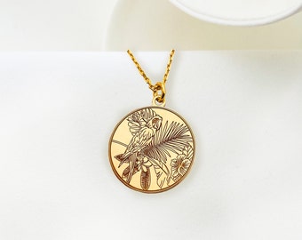 Parrot necklace, gold plated Parrot Pendant, Bird Necklace , Animal Jewelry, Cute Parrot Gift , Bird Lover Jewelry, nature inspired Gift