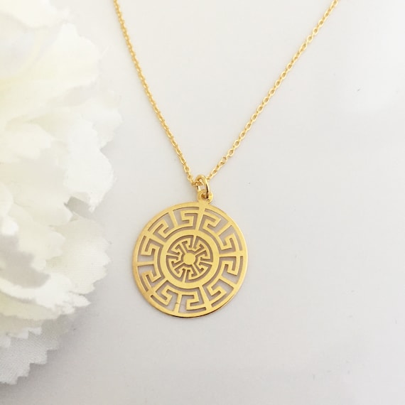 GREEK Necklace Gold Meander Necklace 