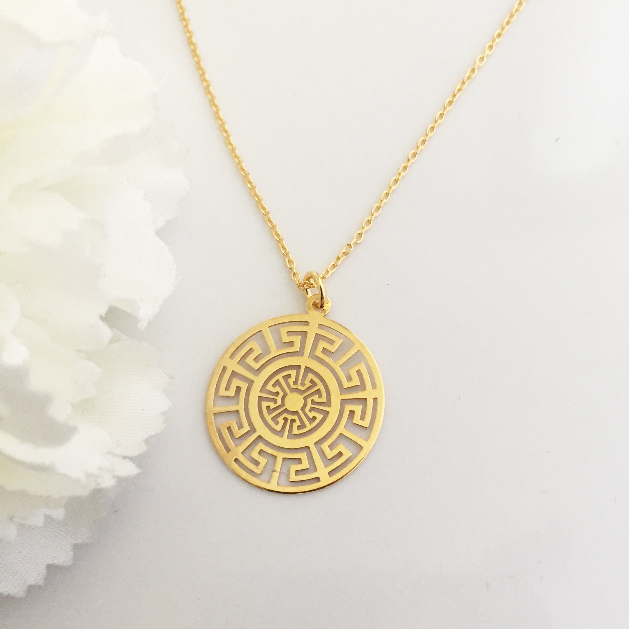 GREEK Necklace Gold Meander Necklace 