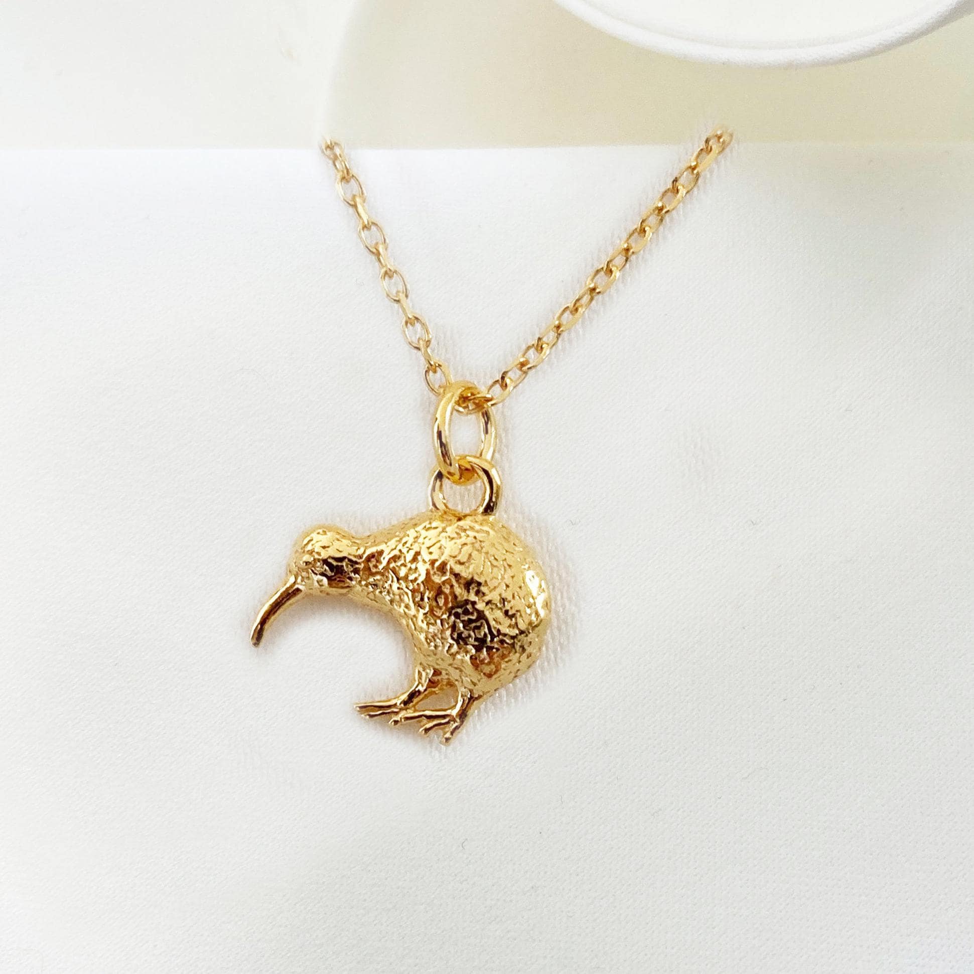 国内で当店のみ VINKID - Bird Necklace Kiwi Necklace in Gold Plated , Kiwi Jewelry New Zealand