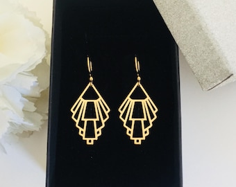 Art Nouveau earrings | ART DECO earrings | gold Geometric Earrings | Boho Earrings | Geometric  Jewellery | dangle earrings | vintage style
