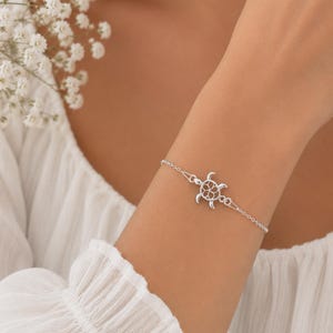 Sterling Silber Schildkröte Armband, Boho Ocean Schmuck, Schildkröte Geschenk