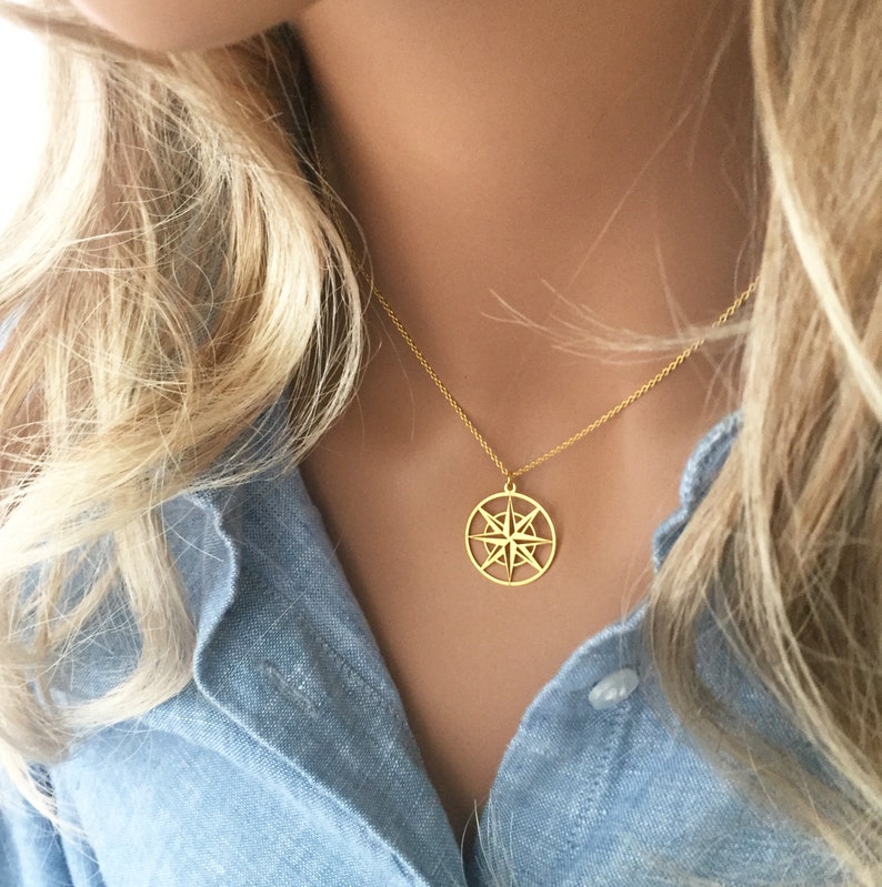 COMPASS NECKLACE gold Compass Travel Girl Gift For Women Etsy