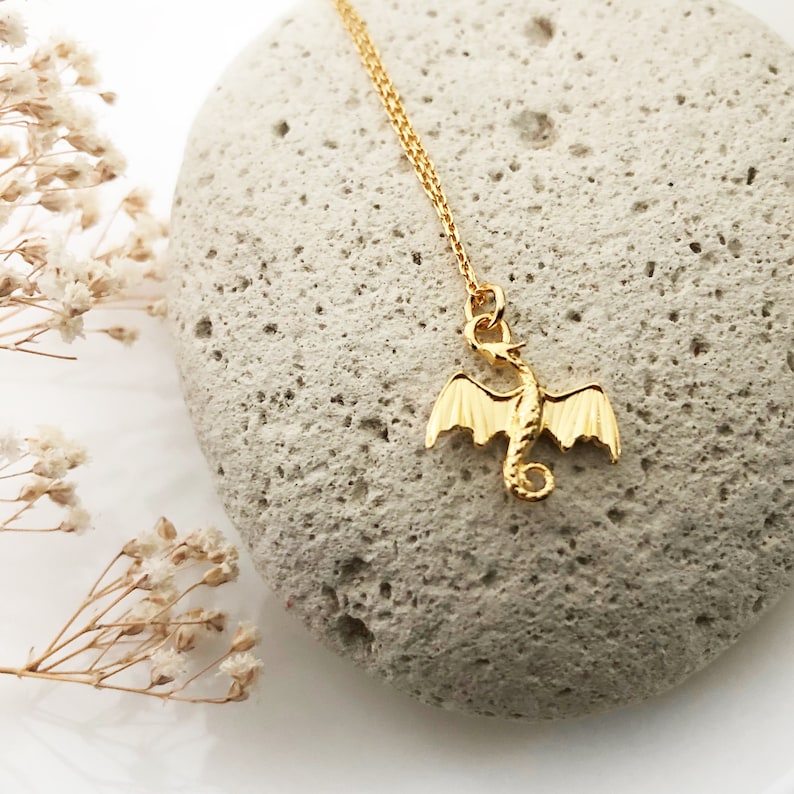 TINY DRAGON Necklace Dragon Pendant Gold Dragon Jewelry Etsy