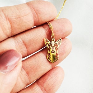 Personalized Chihuahua necklace, Gold plated Chihuahua Face pendant, Dainty Bestie Dog Mom Gift, Pendant with chihuahua dog, memorial dog