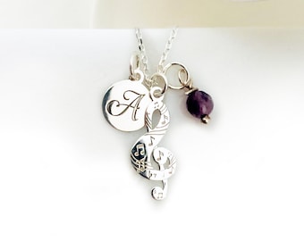 Colar personalizado com clave de sol, clave de sol prateada, presente para músico, colar musical, presente para professor de música, colar de notas musicais