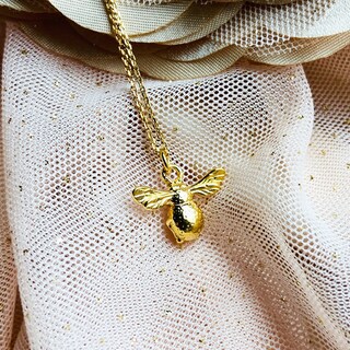 Collana Con Ciondolo Calabrone In Oro Giallo 9kt E Argento - Regalo Donna, 45,7 Cm
