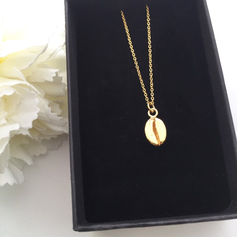 gold Coffee Bean Necklace Layering Necklace Jewelry for Coffee Lover Gift Gold vermeil coffee Dainty Necklace Coffee Necklace