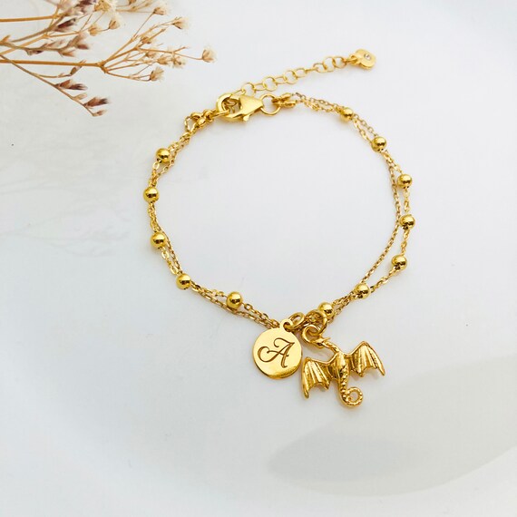 Pulsera Dainty DRAGON de cadena de dragón de oro en - Etsy España