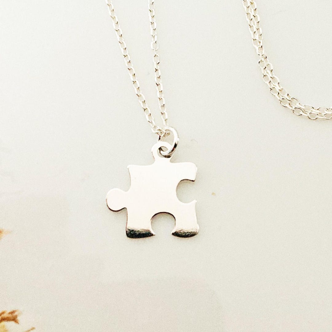 Sterling Silver Puzzle Piece Necklace: Dainty Autism Awareness Jewelry ...