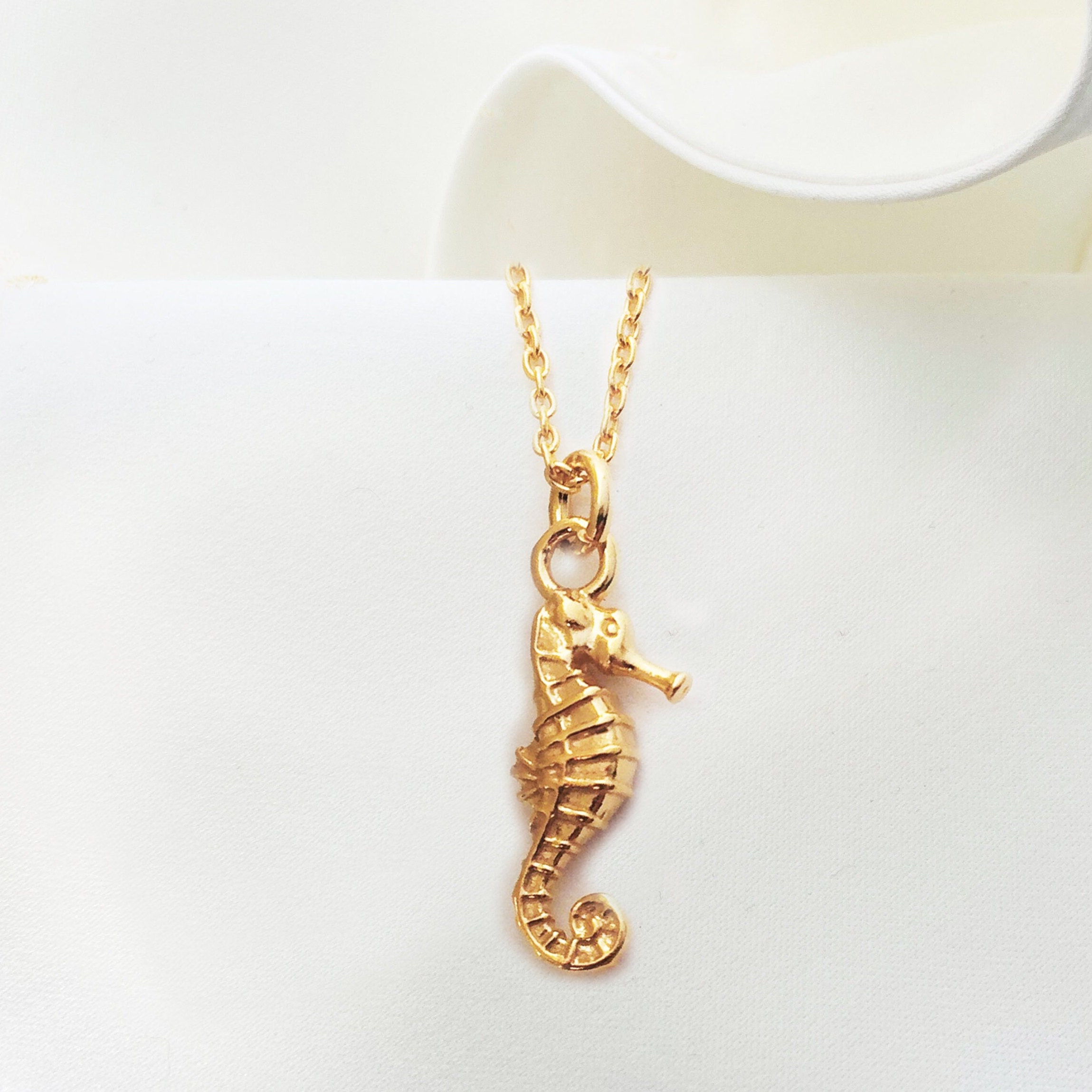 Tiny Gold Seahorse Necklace Etsy Australia