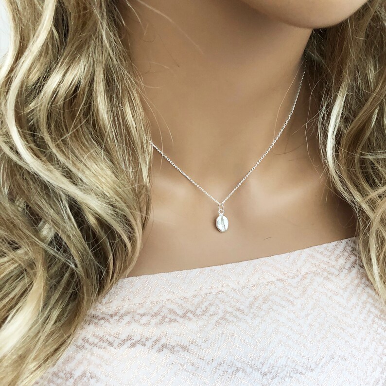 Cafe latte Coffee Necklace Jewelry for Coffee Lover Gift for coffee maker barista necklace sterling silver 925 Coffee Bean Necklace