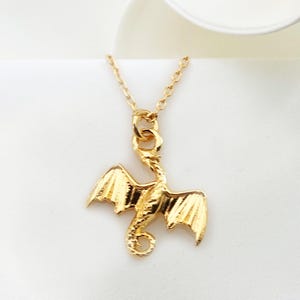 TINY DRAGON necklace, dragon pendant, gold plated Dragon jewelry, Flying Dragon Charm, dainty necklaces