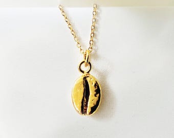 Coffee Necklace, Dainty gold Coffee Bean Necklace, Jewelry for Coffee Lover  Cafe LAtte Gift Layering Necklace Gold plated