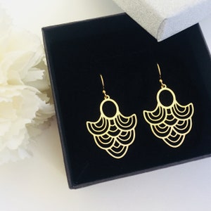 ART DECO earrings, Art Nouveau earrings, gold Boho Earrings, Geometric Jewellery, dangle earrings, vintage style