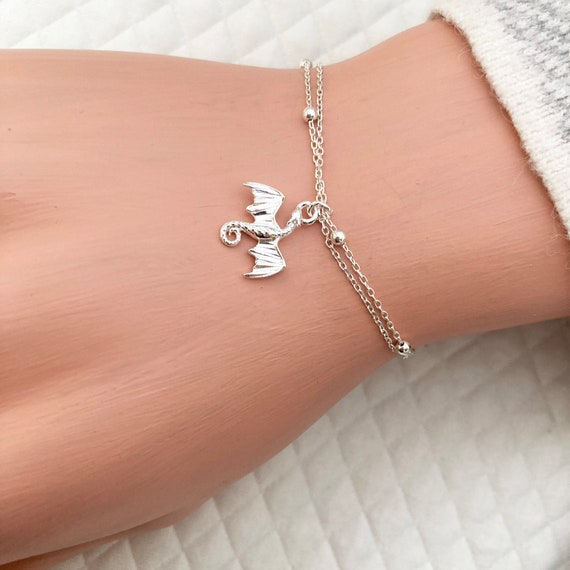 Sterling Silver Dragon Entering The Sea Personalized Bracelet Retro Distressed main image 1