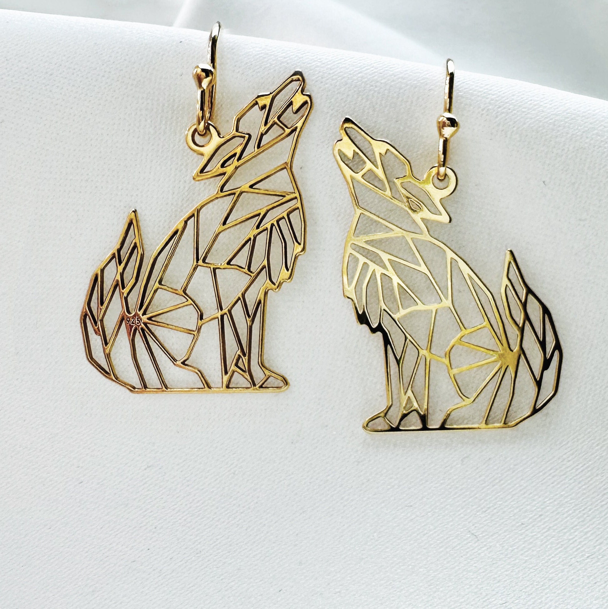 Gold wolf earrings clearance