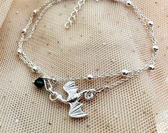 TINY silver DRAGON bracelet, layering bracelet, custom Dragon jewelry, Flying Dragon Charm, Mother of Dragons, deanery's Targaryen