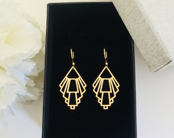 Art Nouveau earrings | ART DECO earrings | gold Geometric Earrings | Boho Earrings | Geometric  Jewellery | dangle earrings | vintage style