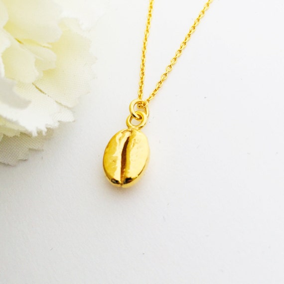 Coffee Necklace Dainty gold Coffee Bean Necklace Jewelry Etsy