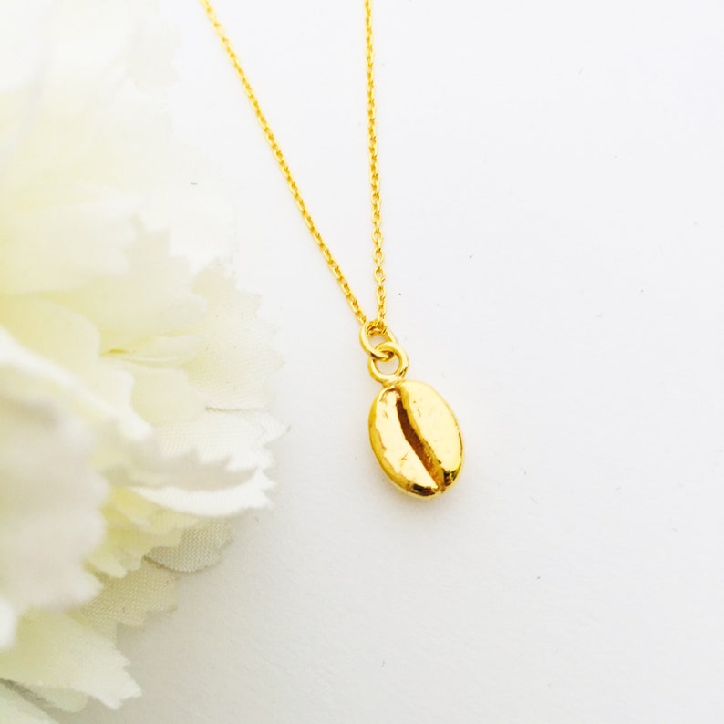 gold Coffee Bean Necklace Layering Necklace Jewelry for Coffee Lover Gift Gold vermeil coffee Dainty Necklace Coffee Necklace
