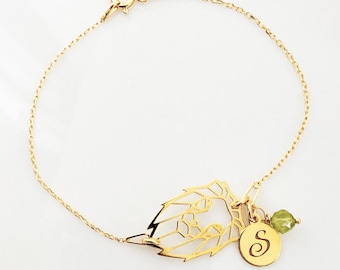 GOLD LION bracelet Origami lion pendant Geometric lion Cute LION chain bracelet Lion jewelry Sterling silver Lion gift Zodiac bracelet