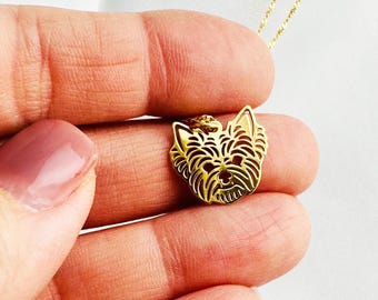 Collar de Yorkshire Terrier, colgante de Yorkie dorado, regalo para amantes de los perros