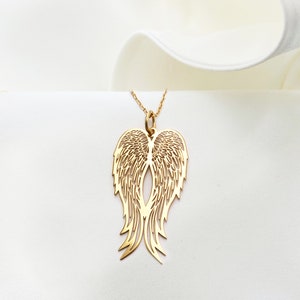 GOLD ANGEL WINGS necklace , Delicate wings pendant , Large angel wing, Bohemian jewellery, Statement necklace, Memorial jewellery