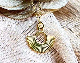 Gold Sun NECKLACE, Layering Necklace, inca necklace, Sunshine boho gift, celestial necklace, Modern Aztec sun, Rising Sun Necklace