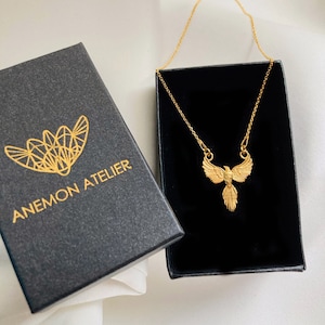 FENIX necklace, gold fenikx pendant 24k gold plated, bird pendant Minimalist Layering Necklaces, Firebird Necklace, Renewal necklace Rebirth