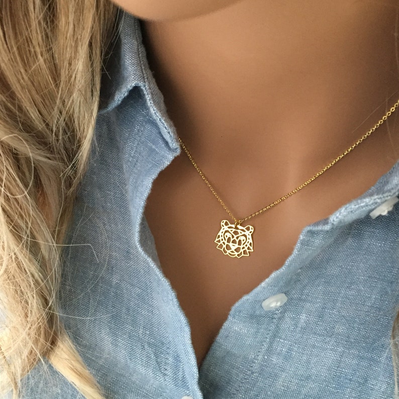 Custom TIGER Necklace, Gold Tiger Pendant, Geometric Origami Tiger ...