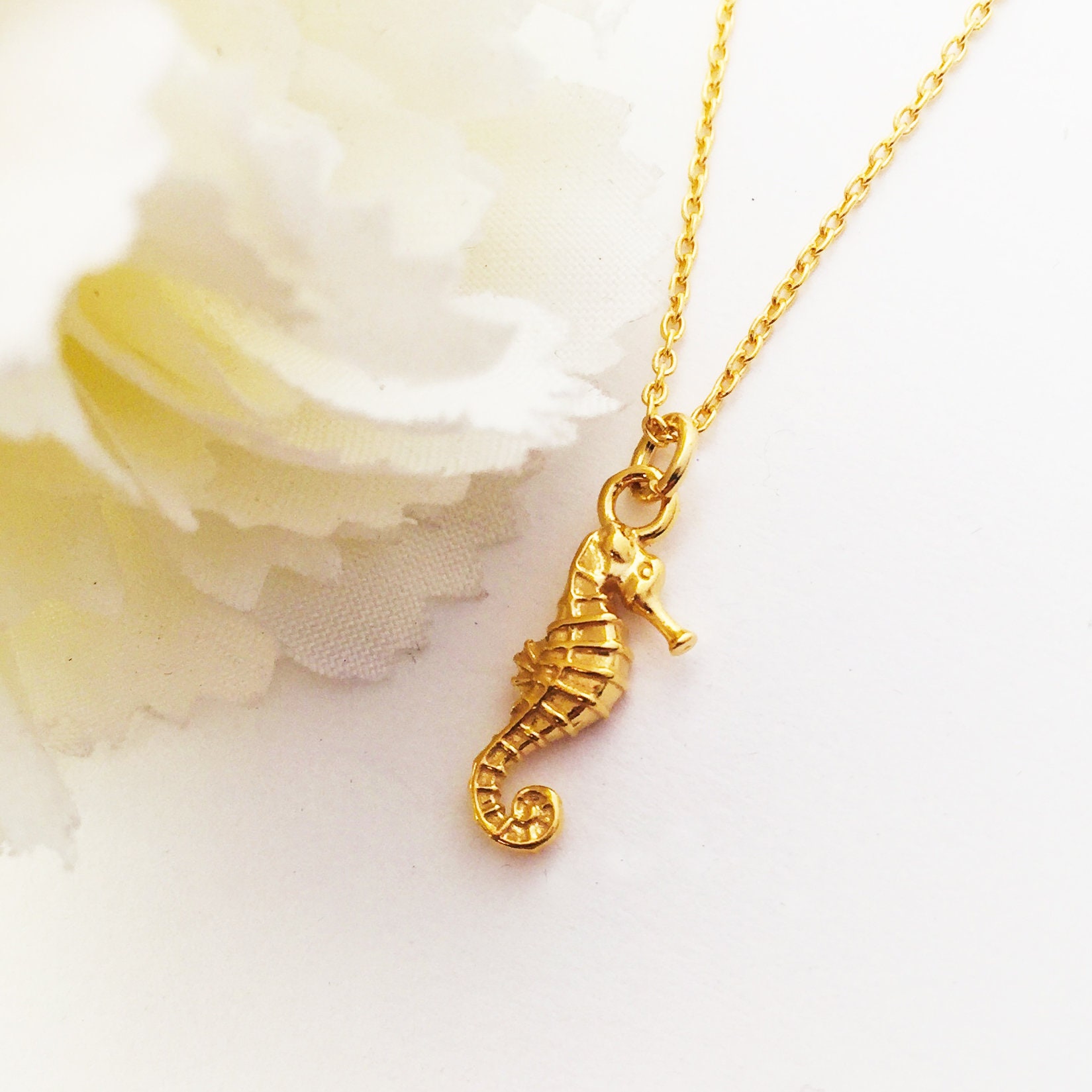 Gold seahorse pendant sale