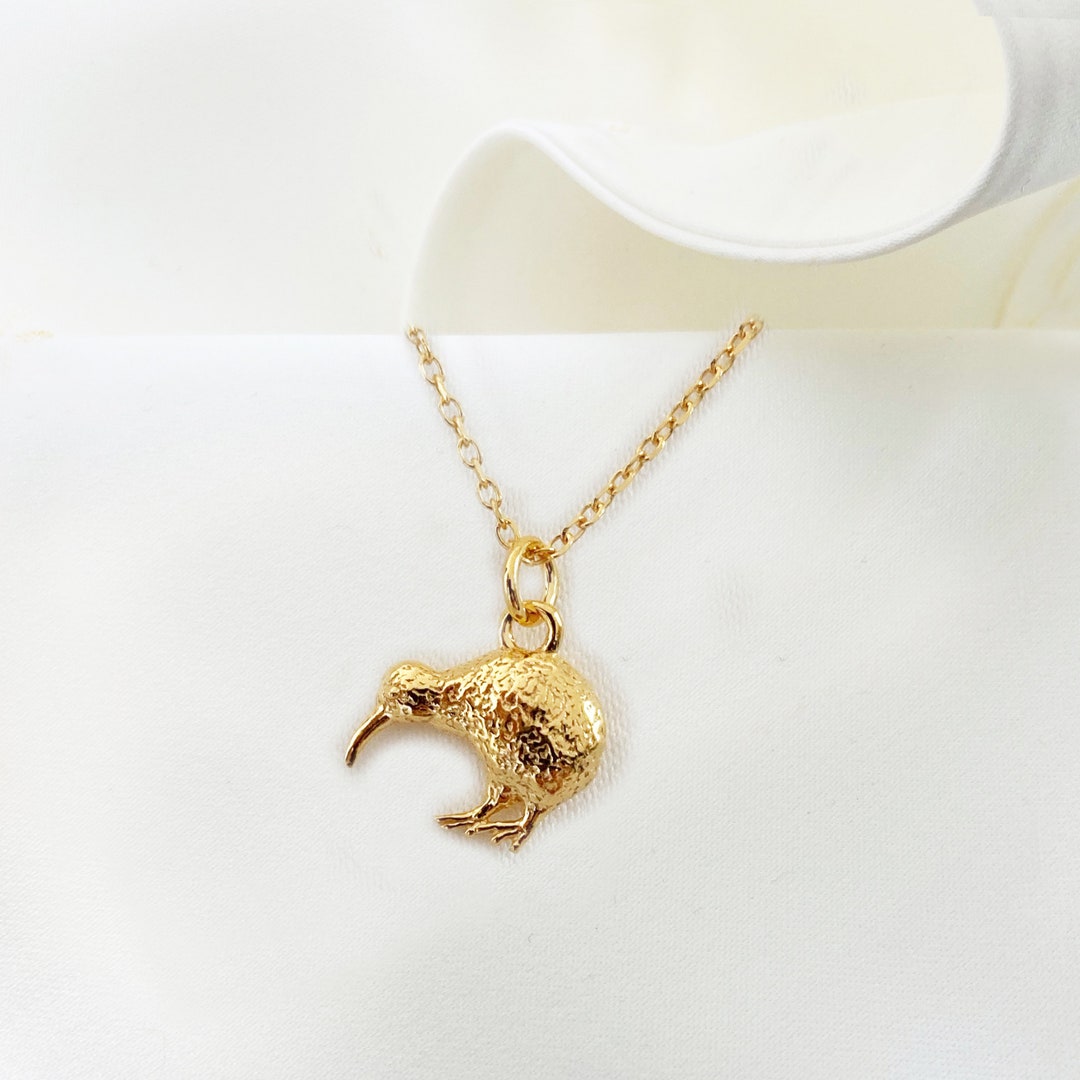 Kiwi Necklace in Gold Plated , Kiwi Jewelry New Zealand Necklace, Kiwi