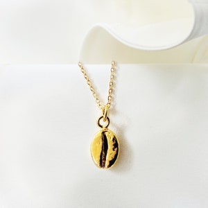 Coffee Necklace, Dainty gold Coffee Bean Necklace, Jewelry for Coffee Lover , Cafe LAtte Gift , Layering Necklace Gold plated