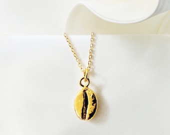 Coffee Necklace, Dainty gold Coffee Bean Necklace, Jewelry for Coffee Lover , Cafe LAtte Gift , Layering Necklace Gold plated