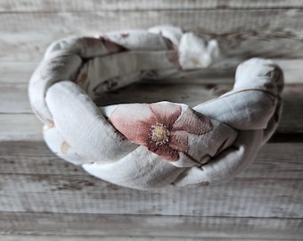 Gold, lilac and beige padded braid headband.