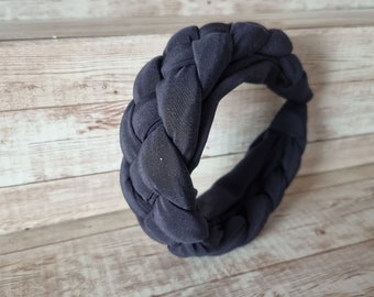 Midnight blue silk braid headband