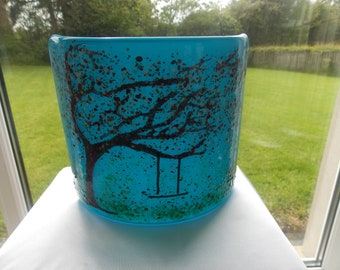 Irish Fused Glass-&quot;Autumn Tree Swing Childhood Memories&quot;