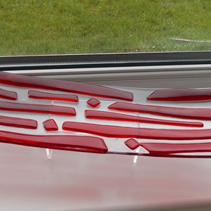 Irish Fused Glass Sculpture - Fused Glass Red and Clear Display (on stand)