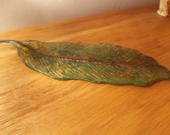 Irish Fused Glass Sculpture - &quot; The Autumn Leaf&quot;