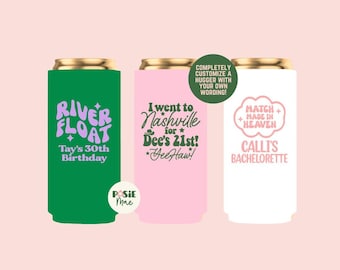 Custom Slim Can Cooler | Bachelorette Favors | Birthday Party | Event Logo