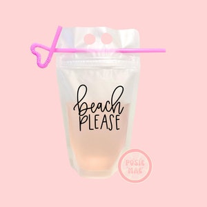 Beach Please Drink Pouch | Booze Bag | Wine Pouch | Beach Bachelorette | Beach Party Favors | Family Vacation | Vacay Mode | Girls Trip