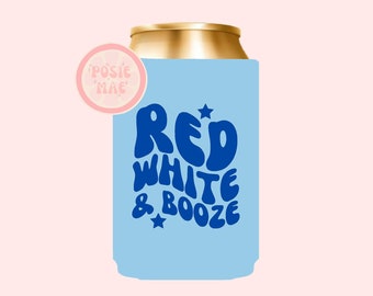 Red White and Booze Can Cooler: Patriotic 4th of July Party Favor