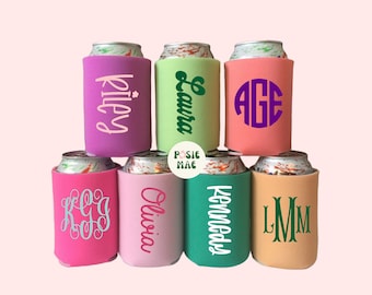 Personalized Monogram Can Cooler: Custom Drink Hugger, Party Favor