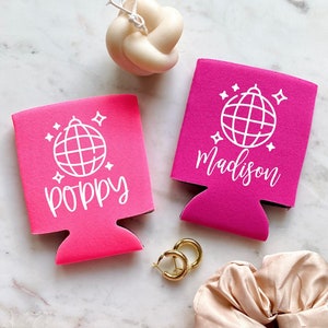 Personalized Disco Ball Can Cooler: Retro Bachelorette Party Favor